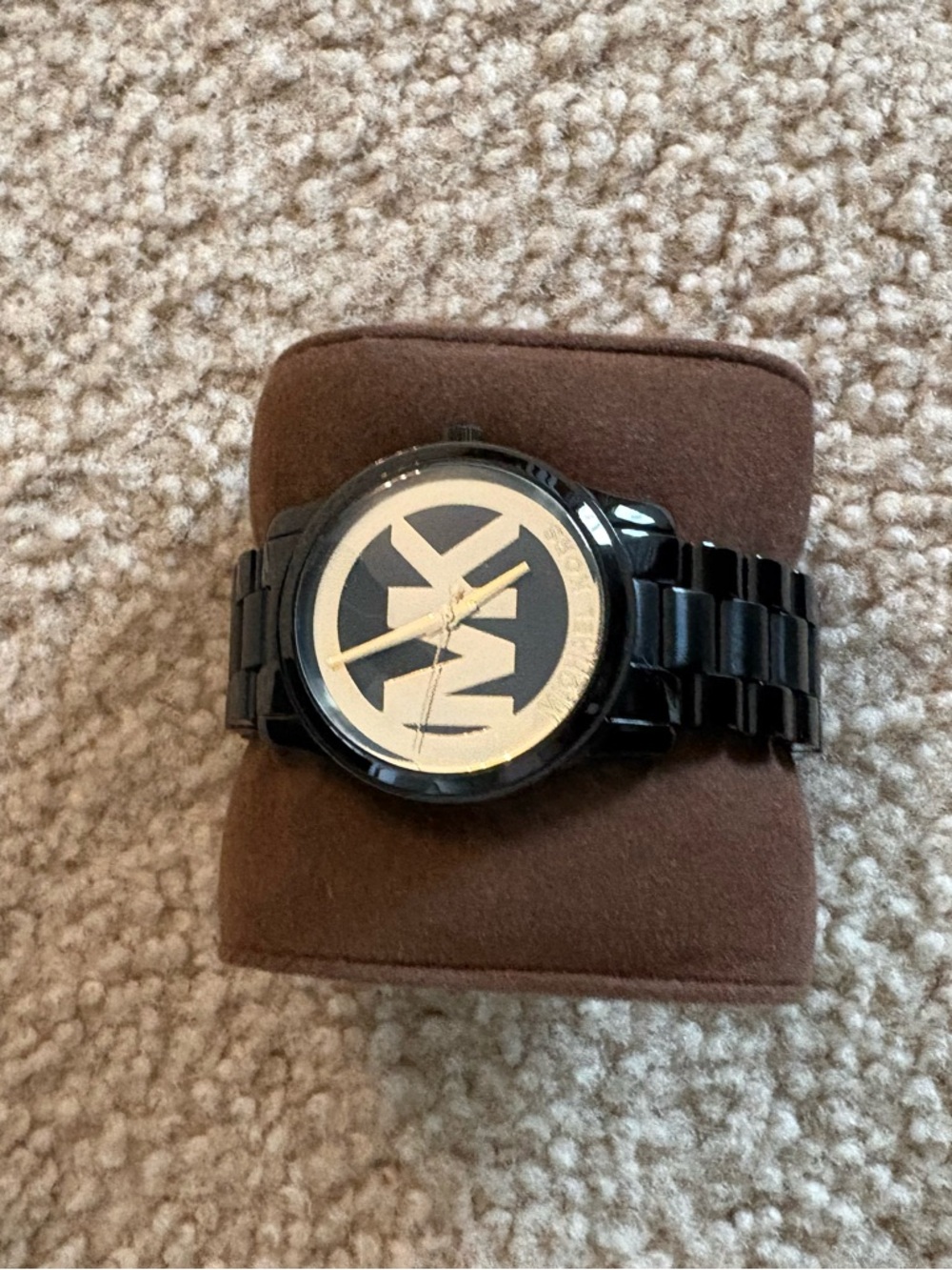Michael Kors Black Bracelet Watch with Gold Hands and Logo Dial